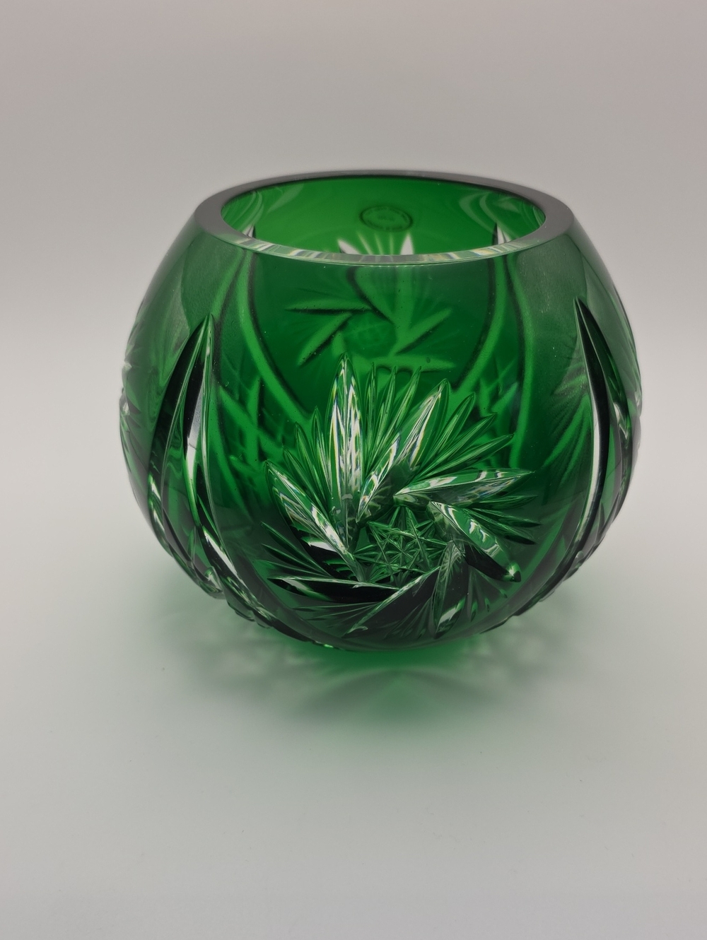 Emerald Green Cut Glass Hungarian Bowl